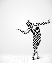 Anonymous man presenting your product