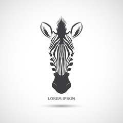 Fototapety  Label with the head of a zebra. Vector.