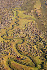Top view of the creek on the lowland
