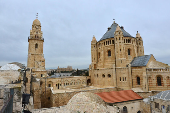 Hagia Maria Sion Abbey church in Mount Zion. Jerusalem, Israel.