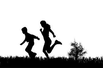 Vector silhouette of family.