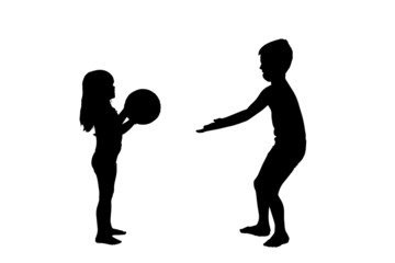 Vector silhouette of a children.