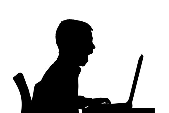 recommend clip art: Vector silhouette of a boy.