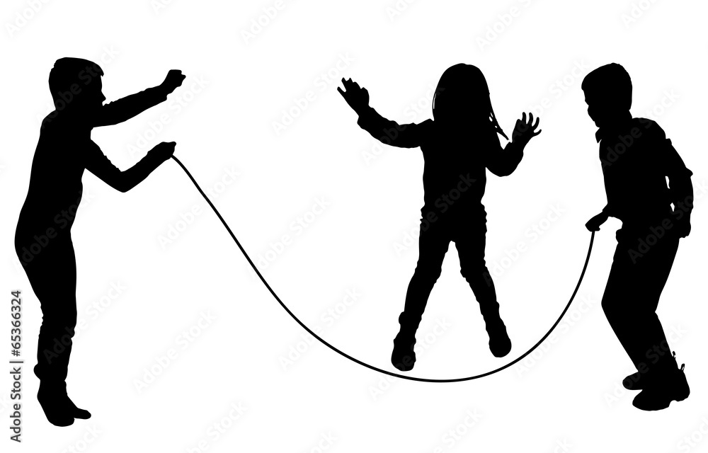 Sticker vector silhouette of children.