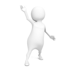 white 3d abstract human raised one's hand