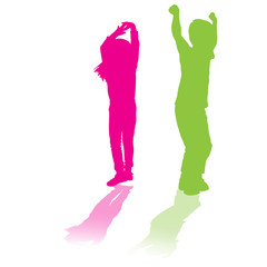 vector silhouette of children.