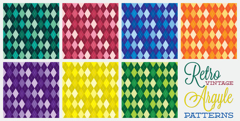 Retro vintage argyle patterns in vector format.