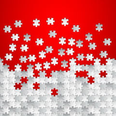 Vector Abstract red background made from white puzzle pieces