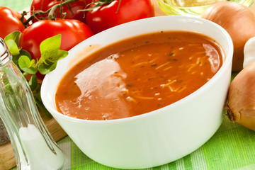 Tomato soup with ingredients