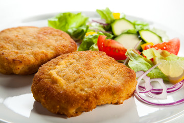 Fried pork chop with vegetables