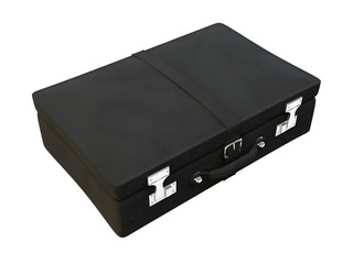 Black leather suitcase