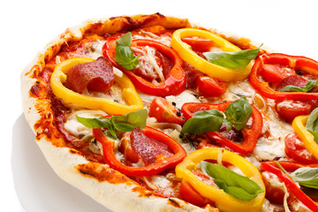 Pizza on white background