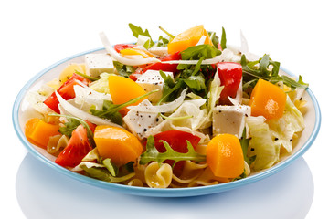 Pasta with feta cheese and vegetables