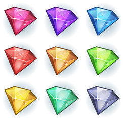 Cartoon Gems And Diamonds Icons Set © benchart