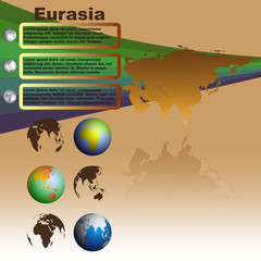 Eurasia map on brown background vector