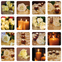 Kerzen und Rosen