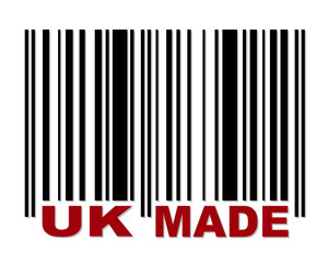 Barcode with red label UK Made