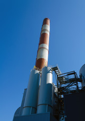 Perspective view of chimney of thermal power plant.