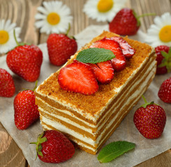 Cake with strawberries