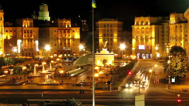 Independence Square or Maidan . Kiev, Ukraine