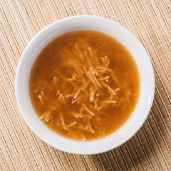 Top view on plate with Chinese noodles