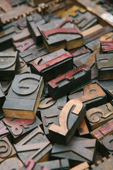 Old wood letterpress letters background - 65375753