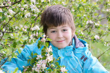 Boy in the spring garden