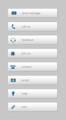 simple gray internet buttons with blue-gray icons