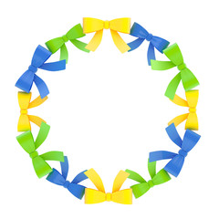 Round frame made of ribbon bows