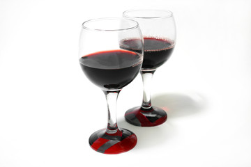 Red wine glass isolated on white background