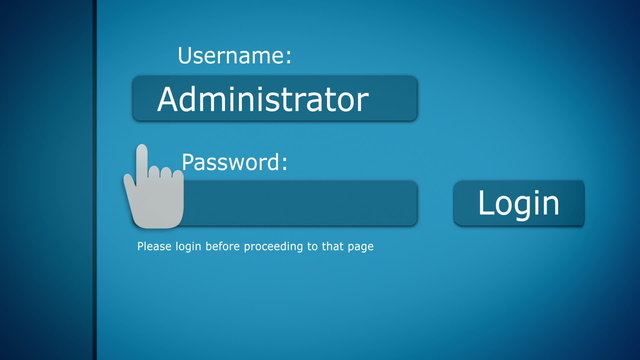Login form page. Motion graphics