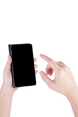 Touch screen mobile phone, in hand