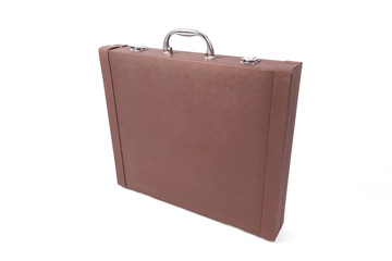 brown suitcase on white background