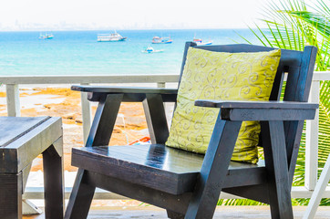 Wood chair on the beach