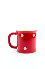Red mug isolated white background