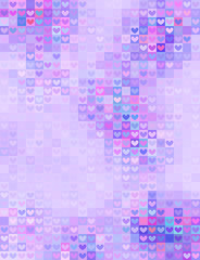 Beautiful pastel texture in violet spectrum-hearts and squares