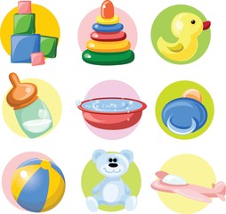 Векторная иллюстрация детских аксессуаров