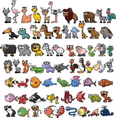 Набор милый мультфильм животных © virinaflora