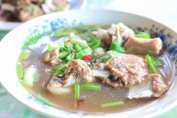 Hot and spicy pork  ribs soup