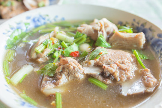 Hot and spicy pork  ribs soup