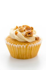 Nuts cupcake isolated on white background