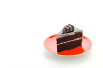 Chocolate cake isolated on white background