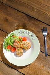 Grilled chicken drumstick with vegetable