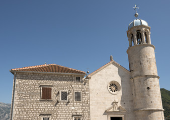 Obraz premium Our Lady of the Rocks Church on manmade islet, Montenegro.