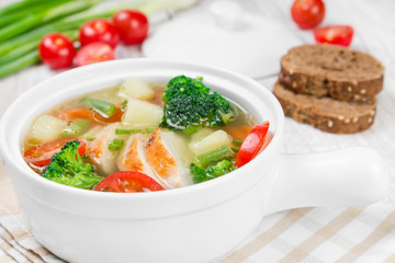 Vegetable soup with chicken