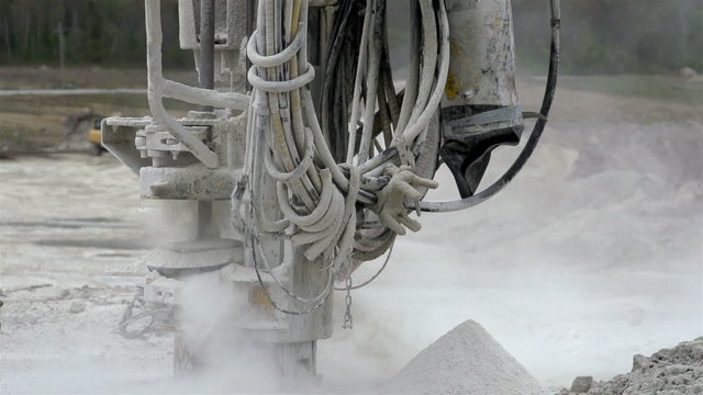 The dust seen from a drilling machine