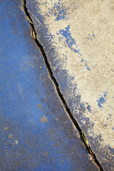 close up broken blue road in thailand