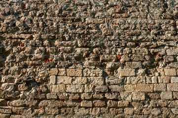old ruined bricks wall background