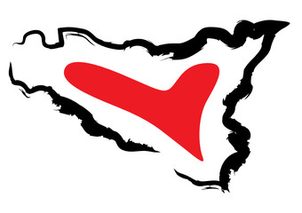 Sicilia sagoma con cuore