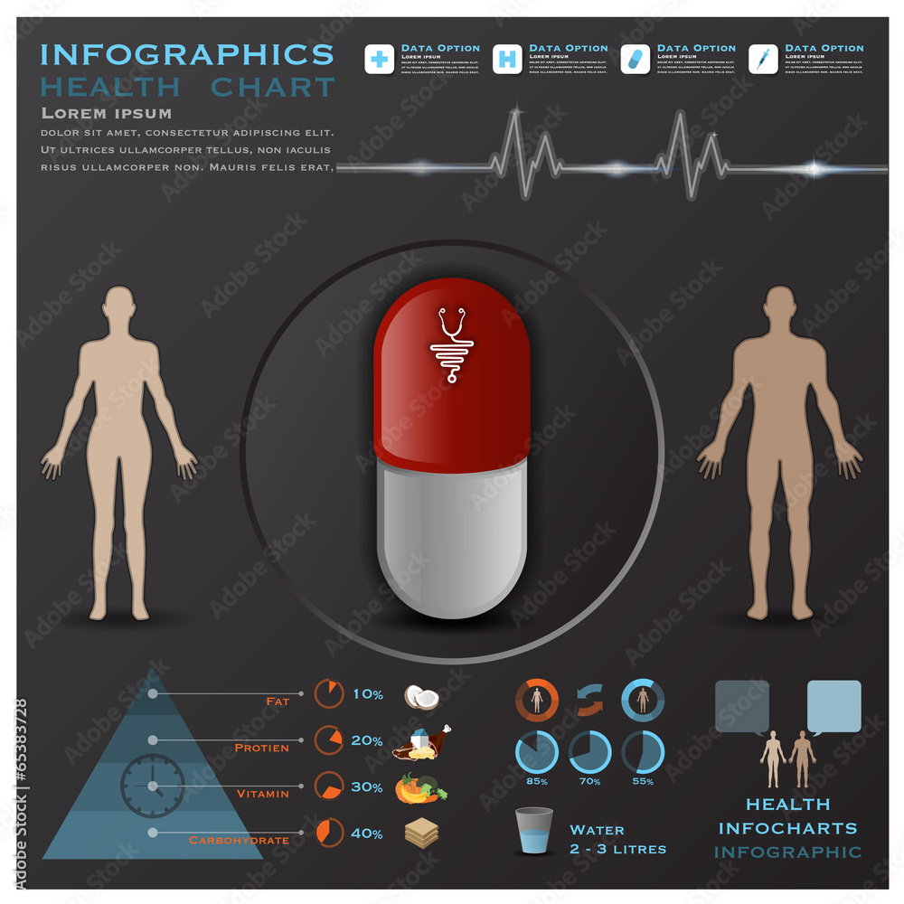 Wall mural health and medical infographic infocharts